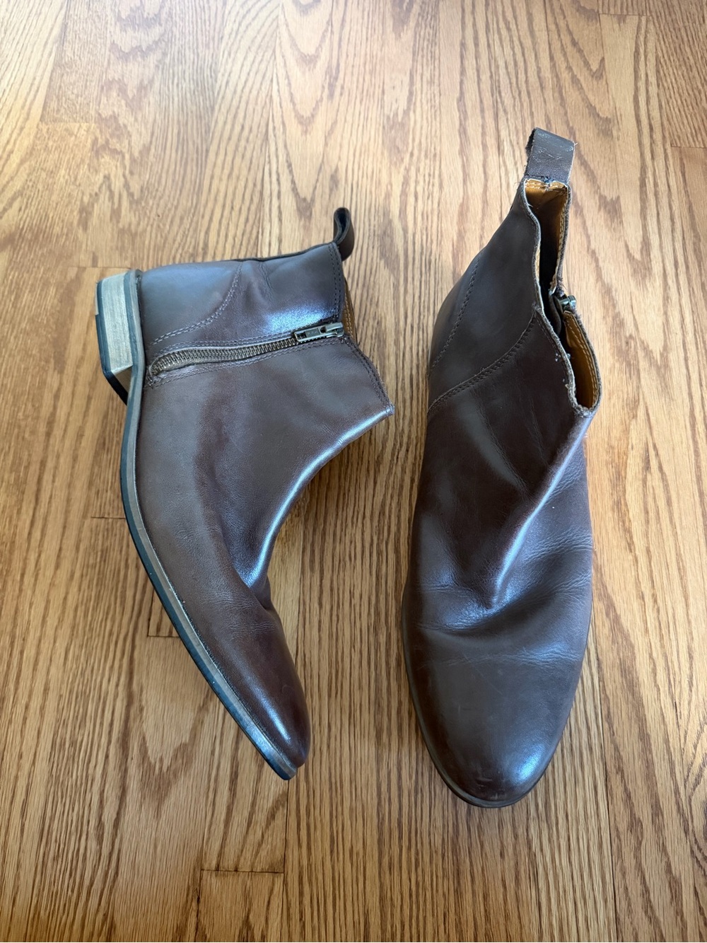 Men's Brown Leather Chukka Boots with Side Zip Closure
